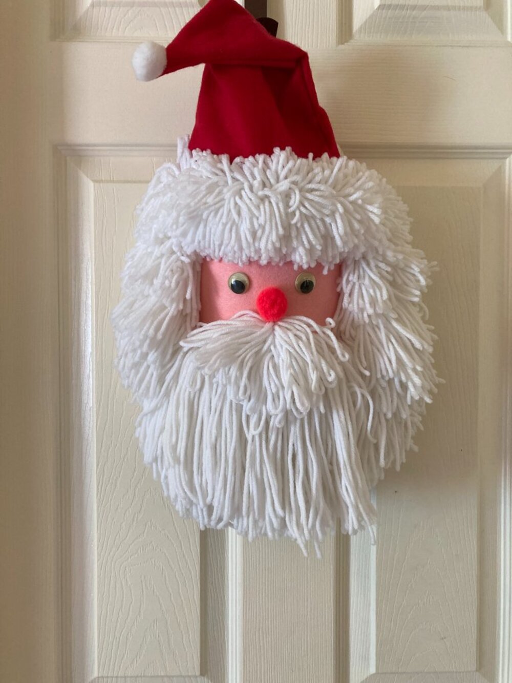 Vintage Santa Claus Face Milk Jug Yarn Handmade Christmas Decor Pre-Owned
